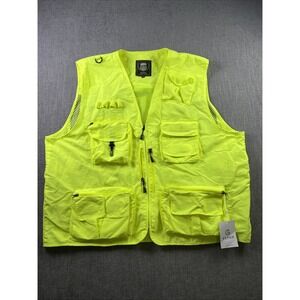 Flygo Fishing Vest Men's 3XL Highlighter Yellow Lightweight Pockets Outdoor